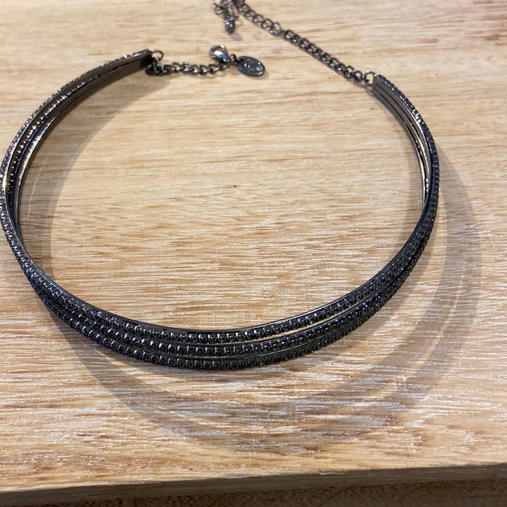 Costume Jewelry- dark gray embellished choker necklace